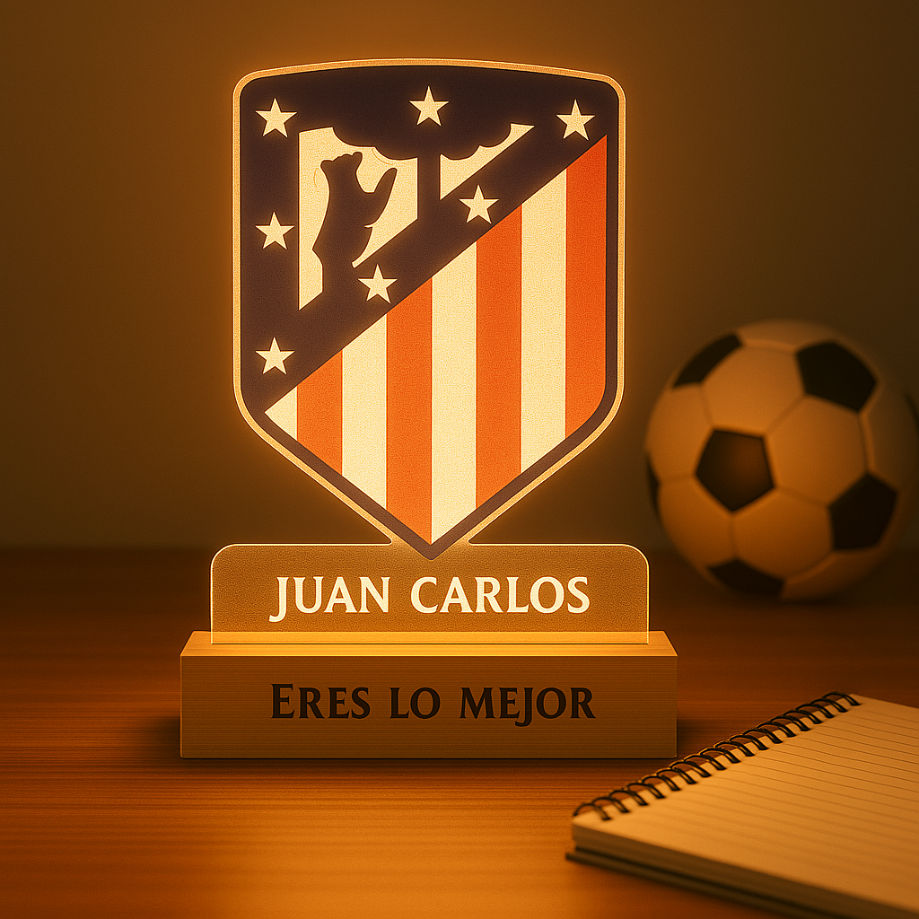Lampara Atlético Personalizada en madera