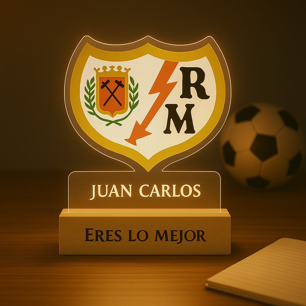 Lampara Rayo Vallecano Personalizada en madera