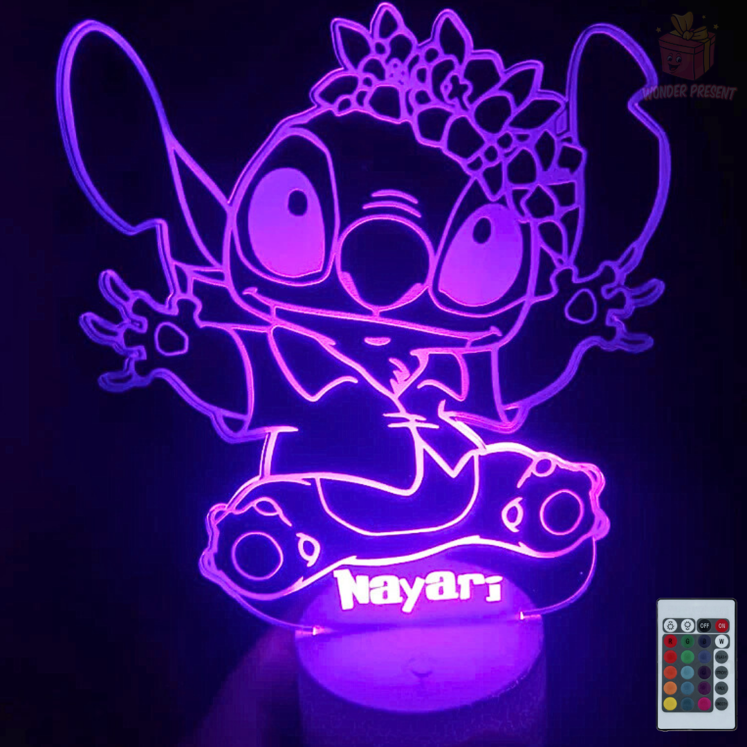 Lámpara 3D Stich Ohana Personalizada
