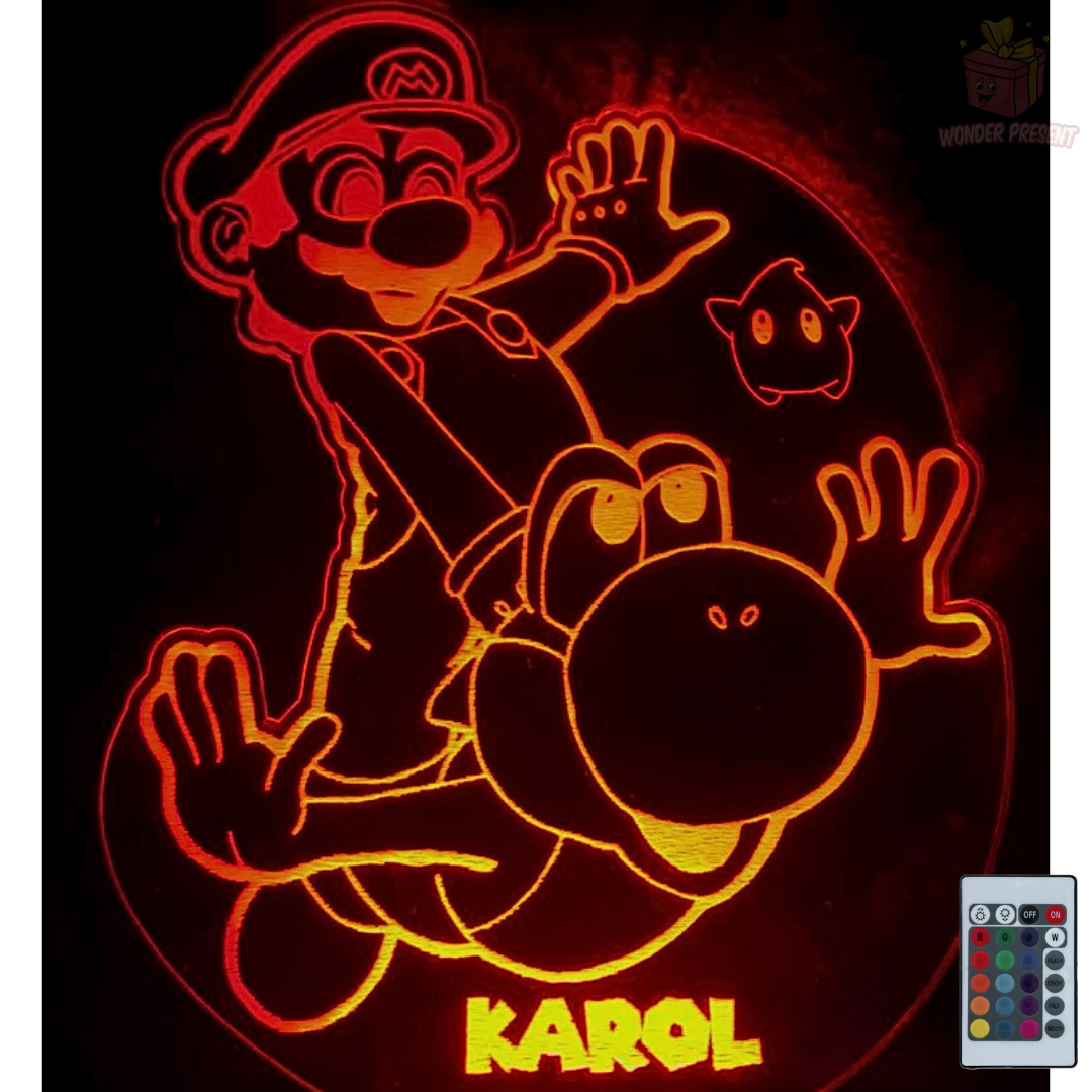 Lámpara 3D Mario y Yoshi Personalizada