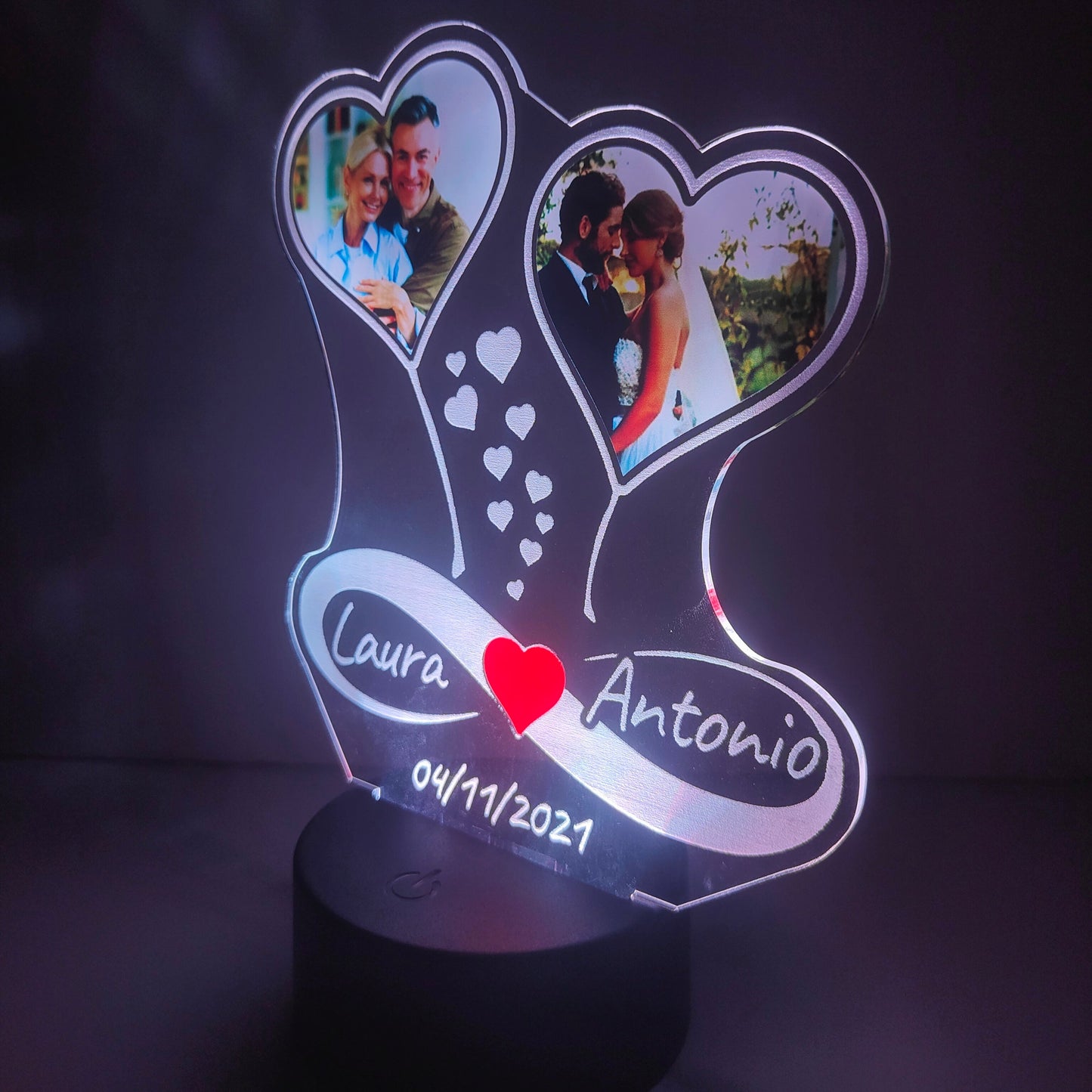 Lampara corazones del AMOR con foto 3D