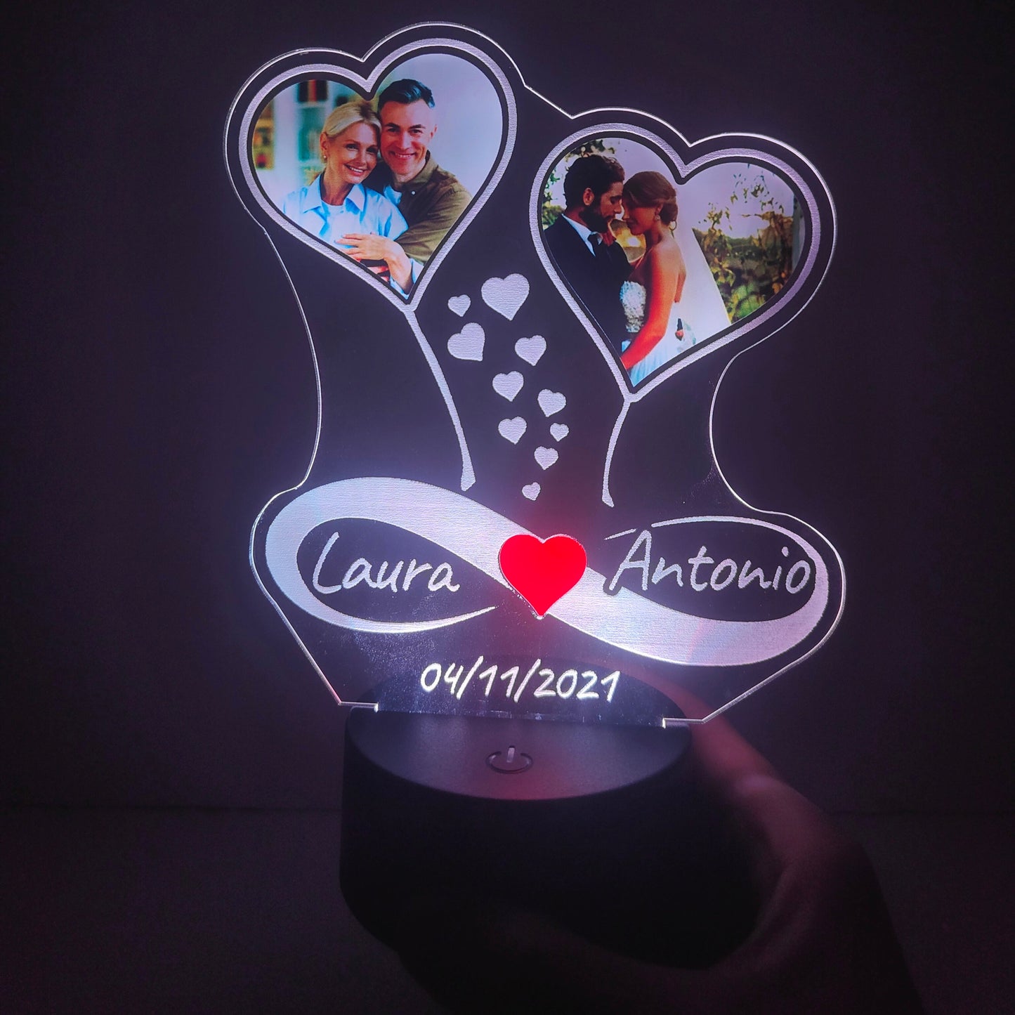 Lampara corazones del AMOR con foto 3D