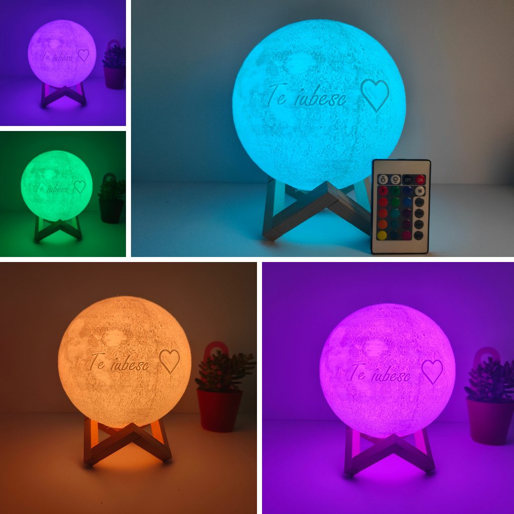 Luminária lunar 3D personalizável - The Moon Moments