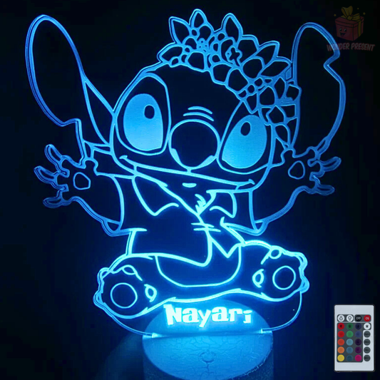 Lámpara 3D Stich Ohana Personalizada