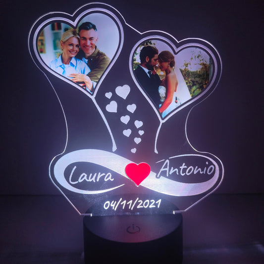 Lampara corazones del AMOR con foto 3D