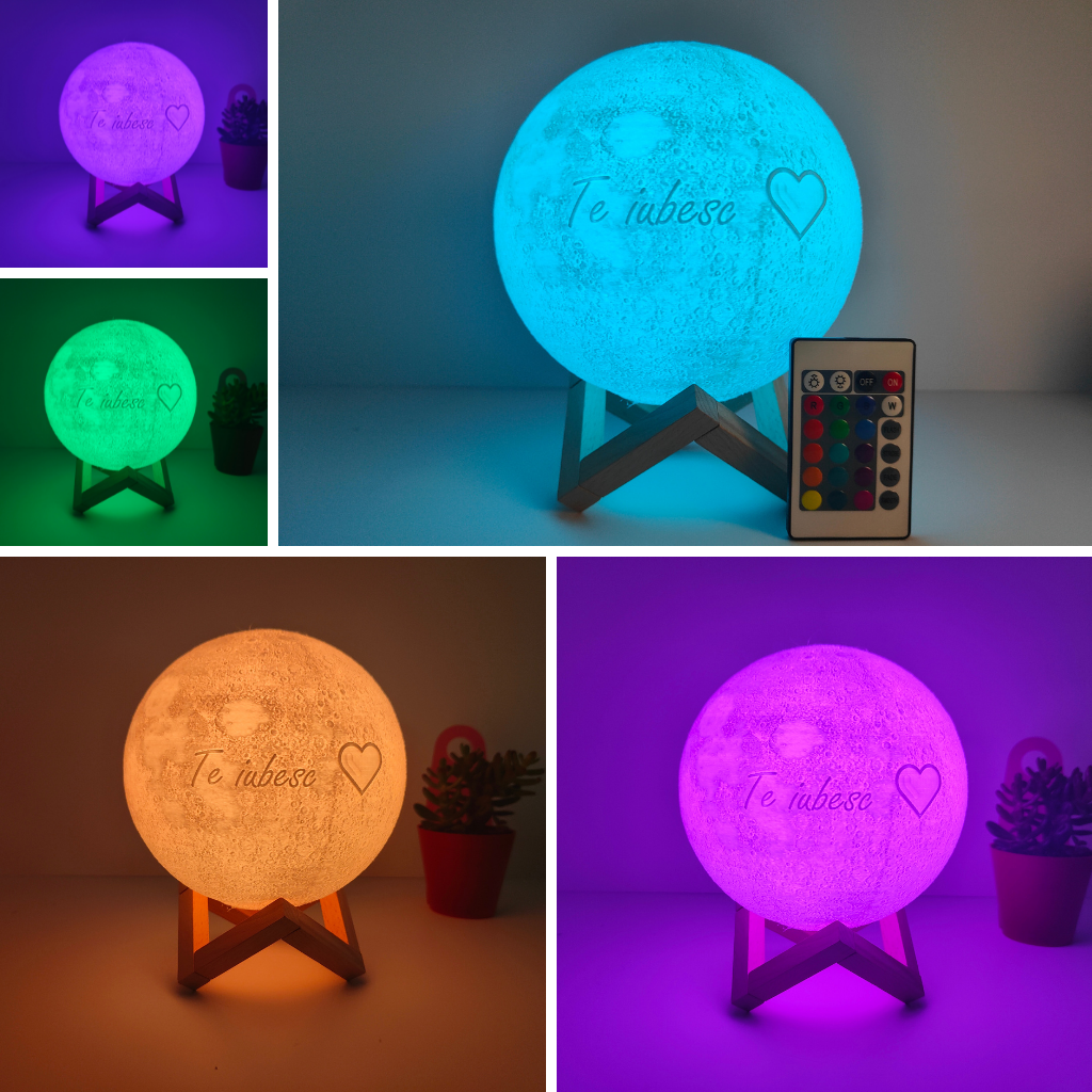 Regalos para Amigo 2 Colores Foto Personalizada Lámpara Luna 3D