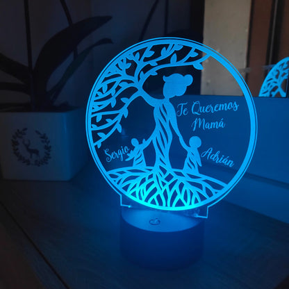 Lámpara 3D arbol de la vida Mamá Personalizada