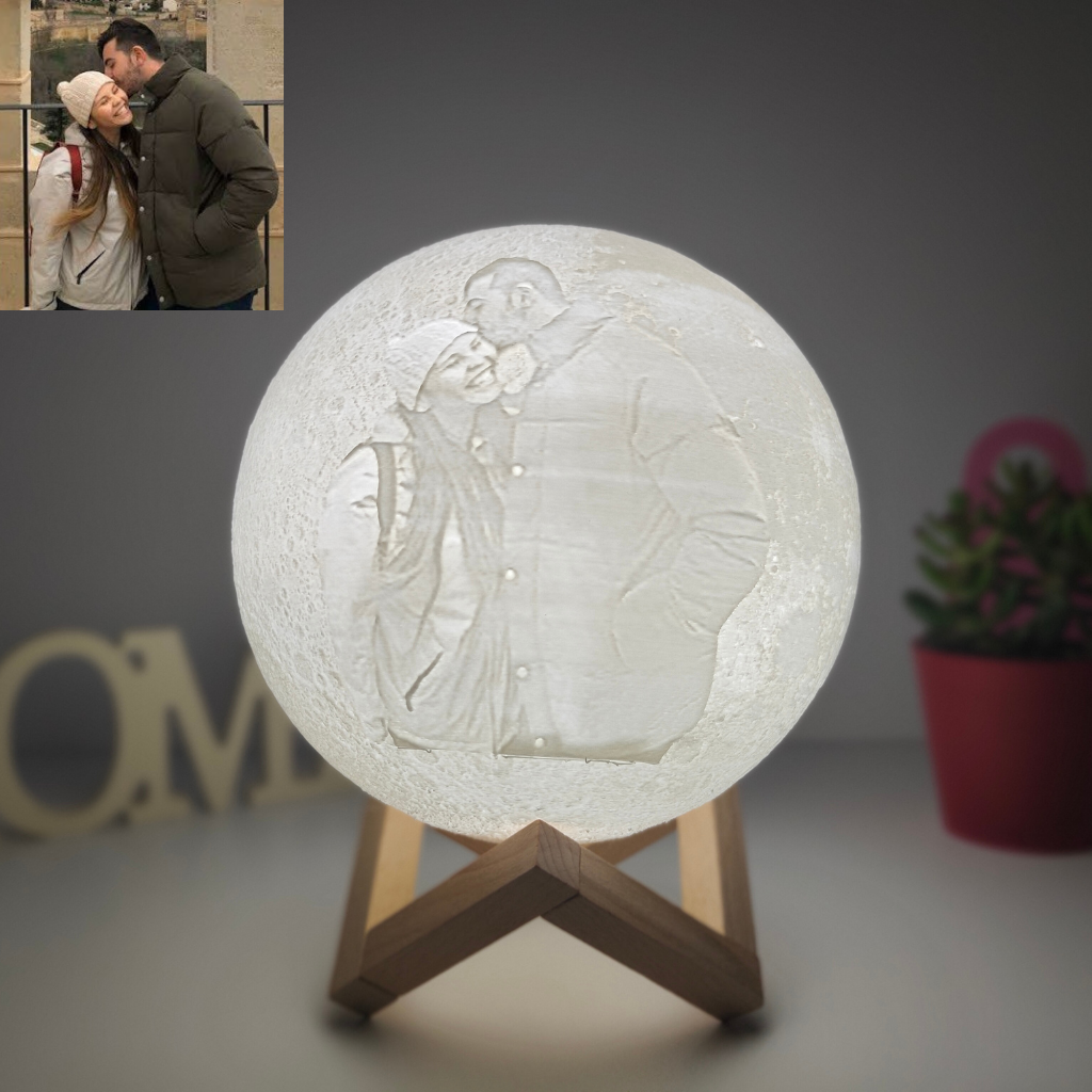 Lámpara Luna y Corazón 3D personalizable